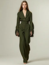 Ensemble deux pièces patchwork à franges et col en V